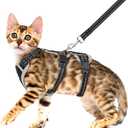 Cat Harness for Walking, Escape Proof Cat Harness and Leash Set with Reflective Strip, Adjustable Cat Leash Breathable Soft Vest for Small to Large Cats, BlackGrey, S (S(Neck Girth 7.5in-10.5in))