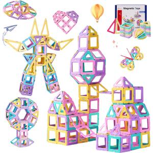 JAiiMen Magnetic Tiles Toys, Kids Building Blocks Set, 3D Magnet Tile Girls Boys STEM Toy Learning Educational Christmas Birthday Gifts for Toddlers 3 4 5 6 7 8+ Year Old