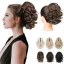 REECHO Ponytail Extension, 9" Short Curly Wavy Claw Clip Pony tails Hair Extensions HP001 Hairpieces for Women - Ginger Brown