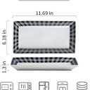LAUCHUH Checkered Serving Platters, 12 inch Porcelain Serving Trays Rectangular Dinner Plates Black & White Serving Dishes for Entertaining, Cheese, Cupcakes, Cookies, Fruit, Vegetables, Set of 4