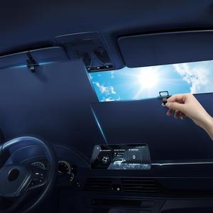 Retractable Windshield/Rear Sun Shade with Size-Adjustable - Large Auto Visors Sunshade Fits Windshields of Various Models with Suction Cups, Block UV Rays & Sun Heat (1 Set