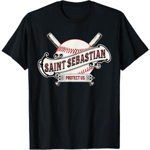 St Sebastian Patron Saint of Baseball Prayer Sports Athletes T-Shirt, Small
