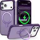 CHAOFEnG Magnetic Compatible with iPhone 17 Pro Max Case with Stand [Military Grade Drop Tested][Compatible with Magnet] Ring Translucent Slim Hard Back Soft Edge, Purple