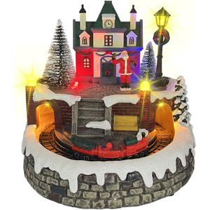 Christmas Village Animated Moving Trains Collectible Building Christmas House 8 Festive Songs Christmas Decorations