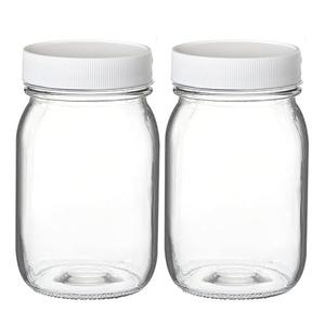 PR1M3 Mason Jars 16 oz Regular Mouth (2 Pack) Clear Glass with Plastic Lids for Sealing, Canning Jars for Food Storage, Overnight Oats, Dry Food, Snacks, Candies, DIY Project.