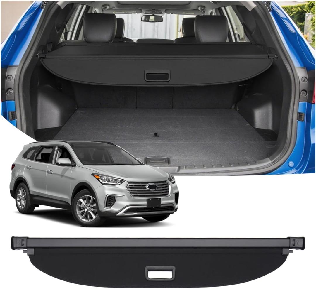 Powerty Retractable Cargo Cover for 2015-2018 Hyundai Santa Fe Sport, Canvas Texture Trunk Cover Privacy Screen Rear Security Shade for Santa Fe Sport Accessories(Not for Santa Fe)