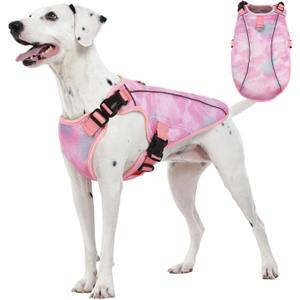 Kuoser Dog Cooling Vest for Dogs, Lightweight Cooling Shirt for Small Medium Large Dogs, Adjustable Pet Cooler Jacket with Reflective Stripe, UV Protection Pet Harness T-Shirt for Summer Outdoor