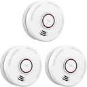 LSHOME 3 Pack Smoke Detector Fire Alarms 9V Battery Operated Photoelectric Sensor Smoke Alarms Easy to Install with Light Sound Warning, Test Button,9V Battery Included Fire Safety for Home