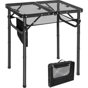 RedSwing Folding Grill Table, Lightweight Height Adjustable Aluminum Table with Mesh Desktop and Mesh Bag for Outdoor Camping Picnic BBQ, Small 2 Feet, Black (23.6"x15.7"x26.6")