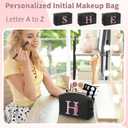 Initial Makeup Bag for Women, Travel Makeup Bag Small Cosmetic Bag, Birthday Gifts for Girls and Women, Teen Girls Gifts Trendy Stuff, Personalized Gifts for Grandkids Teacher Friends Bride Bridesmaid