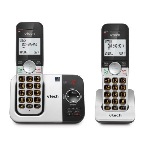 VTech VG2322 Cordless Phone with Answering Machine  2 Handsets, Large Backlit Display, Big Buttons, FullDuplex Speakerphone, Caller ID, 14Min Digital Answering System, Easy Setup  Silver/Black