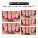 BTArtboxnails Short Square French Tip Press on Nails - 5 Bright Spring Colors, Strong UV Gel Bond for Long Wear, Salon Fake Nails for Easter & Parties, 160Pcs