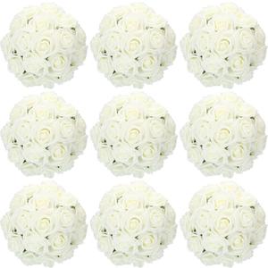 Tigeen 200 Pack Artificial Foam Rose Flowers with Stems Artificial Flowers Real Looking Fake Roses Bulk for DIY Wedding Bouquets Bridal Shower Centerpieces Floral Arrangements Home Decoration (White)