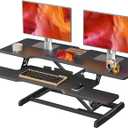 42 inch Standing Desk Converter, Height Adjustable Desktop Standing Desk with Keyboard Tray for Two Monitors, Sit to Stand up Desk Riser Computer Workstation for Home Office, Black