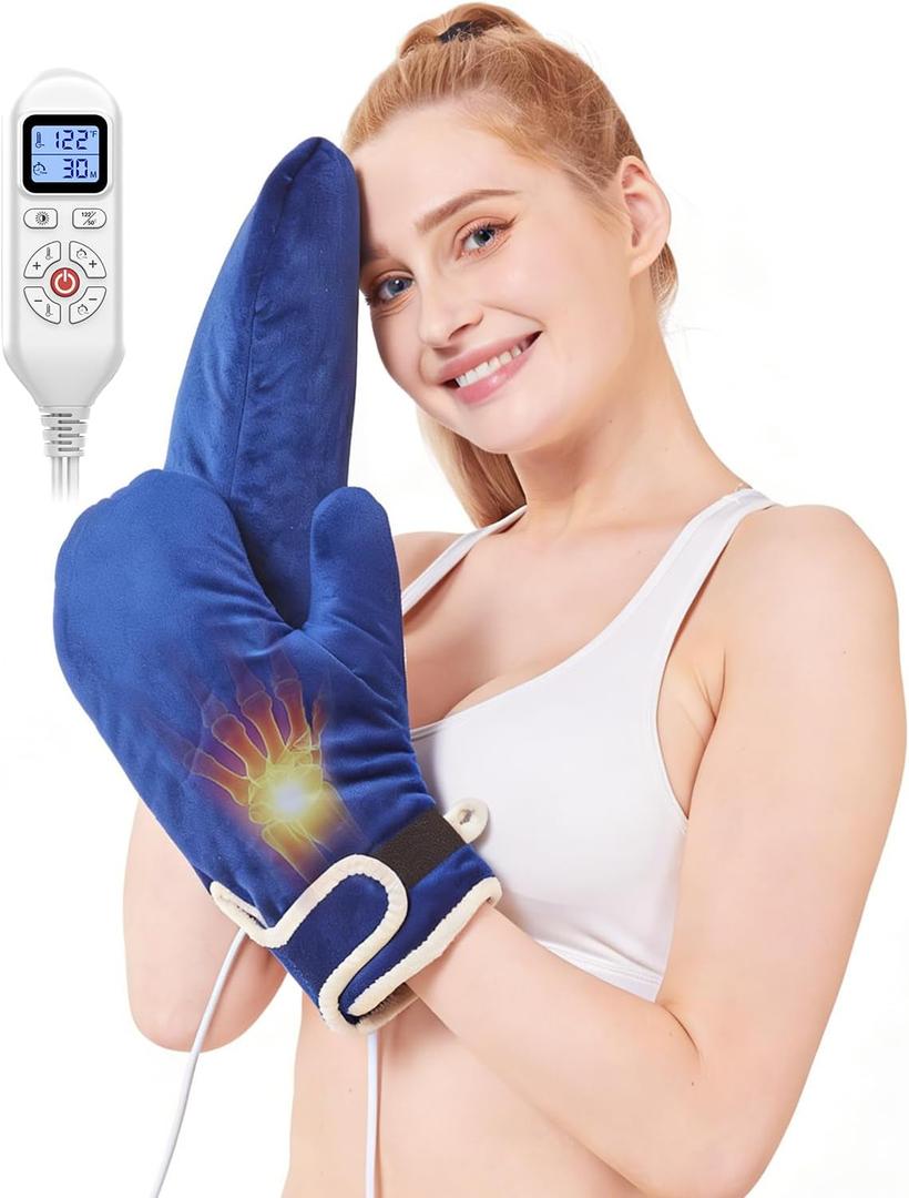 Heated Gloves for Hand Pain Relief, 2 Pack Electric Wrist/Fingers/Whole Hand Heating Pad, 86-158 & Auto Shut Off Heated Mittens, Ideal for Arthritis Pain Relief & Carpal Tunnel Relief