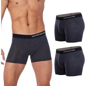 MERINNOVATION 2 Packs Merino Wool Underwear Men - 100% Merino Wool Boxer Briefs for Men Everyday Breathable Anti-Odor Boxers (XL)