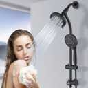 Modern Rainfall Shower Head with Handheld Shower Spray, 26-Inch Adjustable Height Slide Bar, High Pressure Dual Shower Head Combo, 3-Way Diverter for Easy Reach, 5-Foot Hose - Matte Black