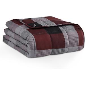 L'AGRATY Weighted Blanket - 48"x72" 15lbs Cooling Breathable Heavy Blanket Microfiber Material with Glass Beads for Adult All-Season Summer Fall Winter Soft Thick Comfort (17-red and Black Checkered Pattern)