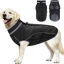 Malier Dog Coat, Reflective Dog Jacket Waterproof Windproof Puppy Cold Weather Coats with Harness Built in, Winter Extra Warm Pet Coat Fleece Vest for Small Large Pets and Puppy (Black, Small)