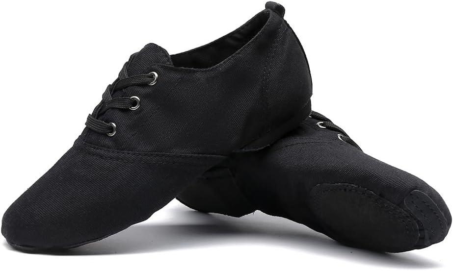 MSMAX Jazz Boots for Girls Lace-up Dancing Sneakers for Boys (Size 39/7.5, Low-top Black)