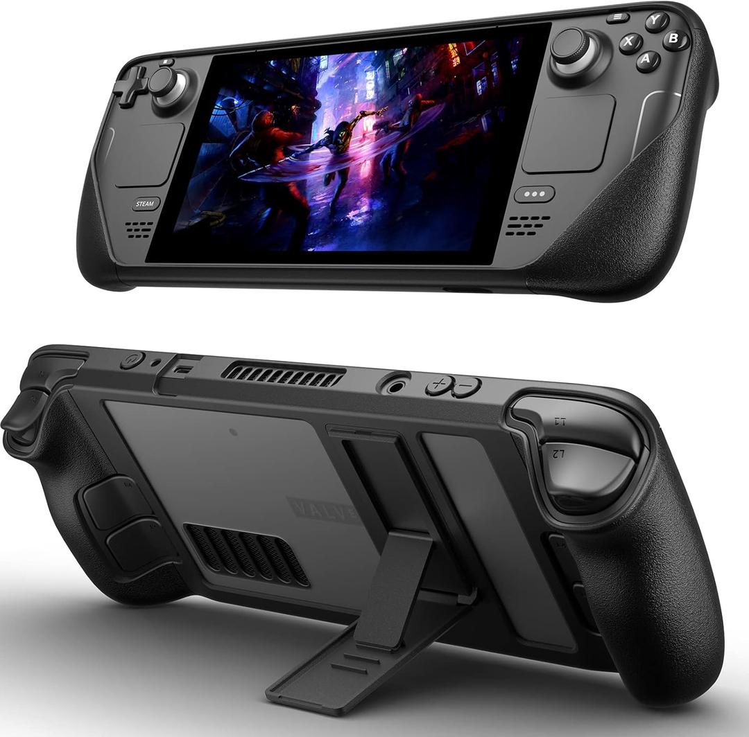 JSAUX Kickstand Case Compatible with Steam Deck/OLED, PC0105 Upgrade The Adjustable Angle Stand Steam Deck Cover TPU Protective Case, Shock-Absorption, Non-Slip and Anti-Scratch Design
