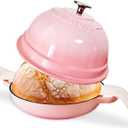 Dutch Oven for Bread Baking,6 Quart Enamel Bread Oven for Sourdough,10.5"Bread Oven with Lid,Bread Pans for Homemade Bread,Pink Thick Enamel Bread Pan-with Silicone Baking Mat&Recipe,Gifts for Family