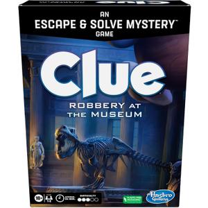 Hasbro Gaming Clue Board Game Robbery at The Museum, Escape Room Game, Murder Mystery Games, 1-6 Players, 10+