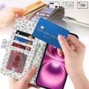 for iPhone 16 Plus Wallet Case for Women,Zipper Pocket,PU Leather Phone Case Stand flip Cover Crossbody Lanyard Strap Zipper Credit Card Holder Slots for Apple 16 Plus,White Leopard