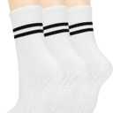 American Trends Pilates Socks with Grips for Women Yoga & Barre - Non Slip (One Size, 3 Pairs-white)