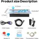 HHU Pandora Box Arcade Game Console 32000 Games Pre-InstallTwo Separate JoysticksRetro Game Machine for TV PC Projector, Supports Up to 4 Players, Full HD Output, Red & Blue, 12.3 Inches