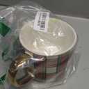 Sweet Water Decor White Plaid Coffee Mug, 14oz China Christmas Mug with Gold Handle, Large Holiday Winter Cup for Coffee, Tea & Hot Chocolate, Stocking Stuffer Gifts for Women