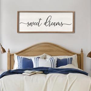 Master Bedroom Sweet Dreams Wall Decor Above Bed 40''×15'', Wood White
Large Sweet Dreams Sign, Farmhouse Wall Decor, Guest Room, Wood Rustic Framed Wall Art Hanging Decoration