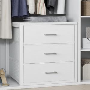 BOLUO Closet Drawers White 3 Drawer Dresser for Closet Organizers and Storage Bedroom Dorm Modern (L (15.7"D x 21.1"W x 23.4"H))