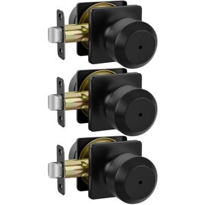 Haidms 3 Pack Black Door Knobs, Interior Door knobs, Privacy Door Knob for Bedroom or Bathroom, Matte Black Door Knobs