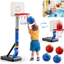 Dollox Toddler Basketball Hoop Set, Indoor Mini Poolside Basketball Stand Height Adjustable Outdoor Basketball Toys with 4 Balls, Pump for Kids Age 3 4 5 6 Birthday Gifts