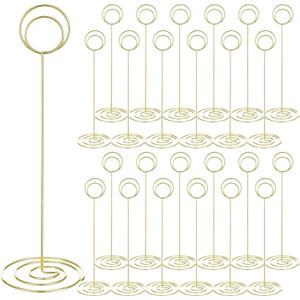 24 Pack Table Number Holder Wire Photo Holder Picture Name Menu Clips Memo Note Cards Stand for Wedding Reception Anniversary Birthday Centerpieces