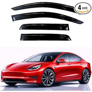 KPY Rain Guards Fit for 2017-2025 Tesla Model 3 Out-Channel Window Visors Vent Wind Deflectors 4PC, Car Accessories for 17-25 Model 3. 3pk