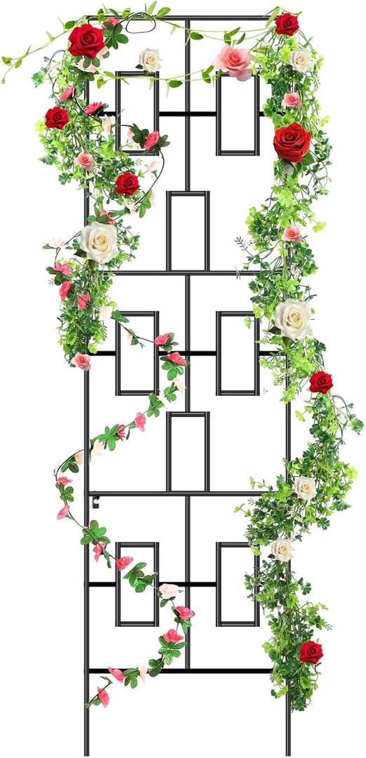 Newtay Giant Trellis for Climbing Plants, 108'' x 30'' Large Heavy Duty Rustproof Metal Vine Plant Trellis with Black Coating for Outdoor Climbing Plants Vegetables Support(Retro Style)