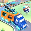 9 Pack Cars Toys for 2 3 4 5 Years Old Toddlers Boys and Girls Gift, Big Transport Truck with 8 Small Cute Pull Back Trucks, Colorful Assorted Vehicles Playset, Carrier Truck with Sound and Light