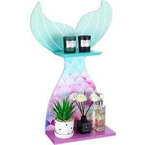 Bencailor Wall Decor Shelf Bedroom Hanging Shelf Wall Mounted Wooden Floating Bathroom Decor for Girls Bedroom Nursery Gift(Classic Mermaid), about 21.65 x 14.17 inches