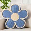 Flower Pillow Blue Flowers Shaped Cushion Decorative Daisy Pillow for Bed Couch Cute Throw Pillows (15.7 Inch)