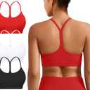 Padded Y-Back Sports Bra for Women - Racerback Low ImpactYoga Workout Top with Spaghetti Strap Pack of 3 (Medium, Color 2)