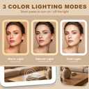 LED Bathroom Shower Mirror with Lights, Trifold Vanity Mirror with Powerful Suction Mount, Rechargeable Makeup Mirror with 2X/3X Magnification, 3 Color Lights & Brightness Adjustable