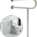 HECASA 24 Inch Handicap Grab Bars Rails 304 Stainless Steel Toilet Handrail Bathroom Safety Bar Wall Mount Floor Support Assist Bar for Disabled Elderly Mounted Bath Grips