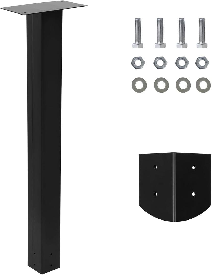 43" Galvanized Steel Mailbox Post - Heavy Duty 4x4 Black In-Ground Post for Outdoor Mailboxes with Easy Installation