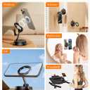 Vacuum Suction Cup Phone Mount,Hands-Free Magnetic Shower Cell Phone Holder,Adjustable Phone Suction Grip for Mirror/Car Dashboard/Gym,Compatible with MagSafe iPhone 16/15/14/13/12 (X20)