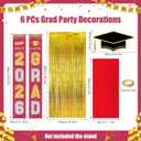 6 Pcs Large Class of 2026 Graduation Door Decoration with Red Carpet Graduation Cap Door Banner Grad Porch Sign Gold Foil Fringe Backdrop Curtain for High School College Party Decor(Red)