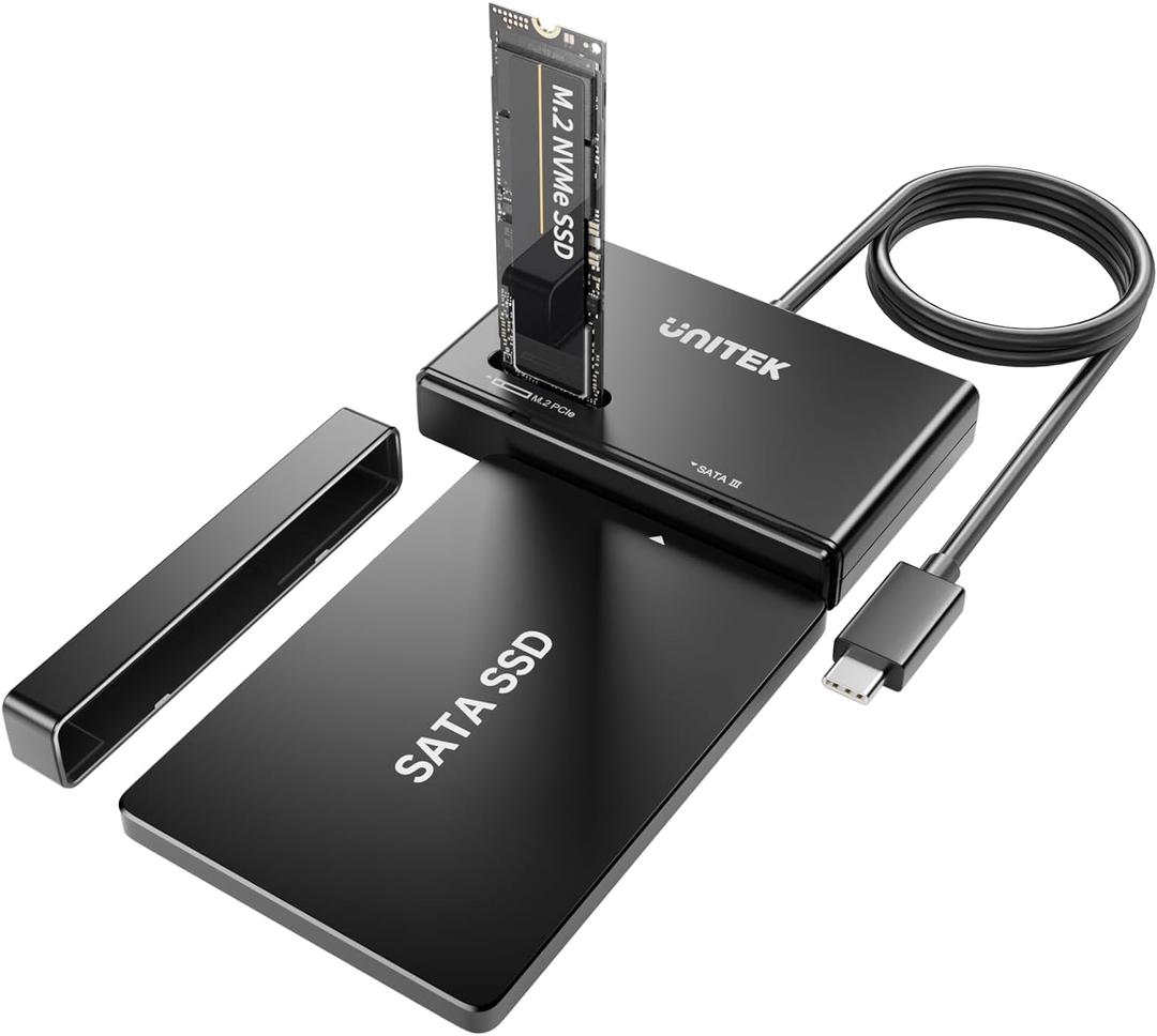 Unitek M.2 NVMe SSD Enclosure Adapter  10 Gbps Hard Drive Reader Tool Free Pcie NVMe Adapter External USB 3.2 M2 SATA Case Converter Supports M Key Any Sizes M.2 2.5" /3.5" SATA Solid State Drive