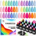 VANREESA 24 Pcs Pastel Gel Nail Polish Set, 21 Colors Spring & Summer Gel Polish with Base Coat Glossy & Matte Top Coat Yellow Green Blue Pink Purple Orange Gel Polish Kit Nail Kit Gifts for Women (Sweet Juice)