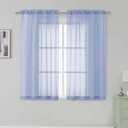 Simplebrand Denim Short Sheer Curtains 45 Inch Length for Small Windows, Rod Pocket 2 Panels Set Solid Voile Drapes Window Sheer Curtains for Bedroom Bathroom Kids Room Kitchen, 42x45 Inch, Denim